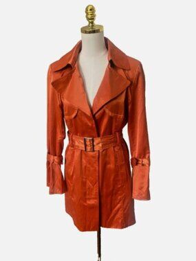 Moka Sport Orange Satin Womens Coat Size L